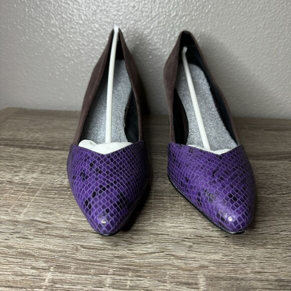 Logo Lori Goldstein Purple Snake Leather Kate Block Heel Pumps 10M- NWB - Picture 8 of 11